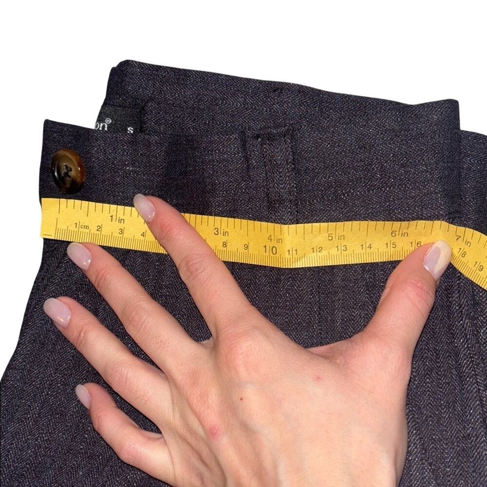 Women’s Wide Leg Pleated Pants Dark Gray Navy High Waist Trousers Large - Picture 9 of 10